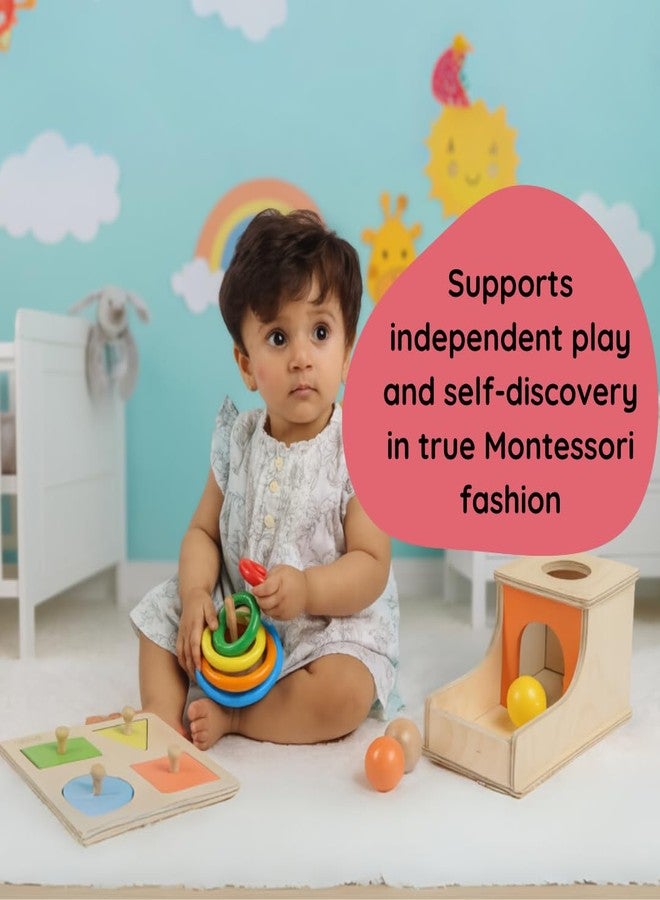 BrainyTots Problem Solving Kit for Babies 6 Months to 1 and 2 Years | Object Permanence Box, Wooden Ring Stacker & 4-Shape Puzzle | Learning Toys for Cognitive, Motor Skills, & Tactile Exploration - Image 3
